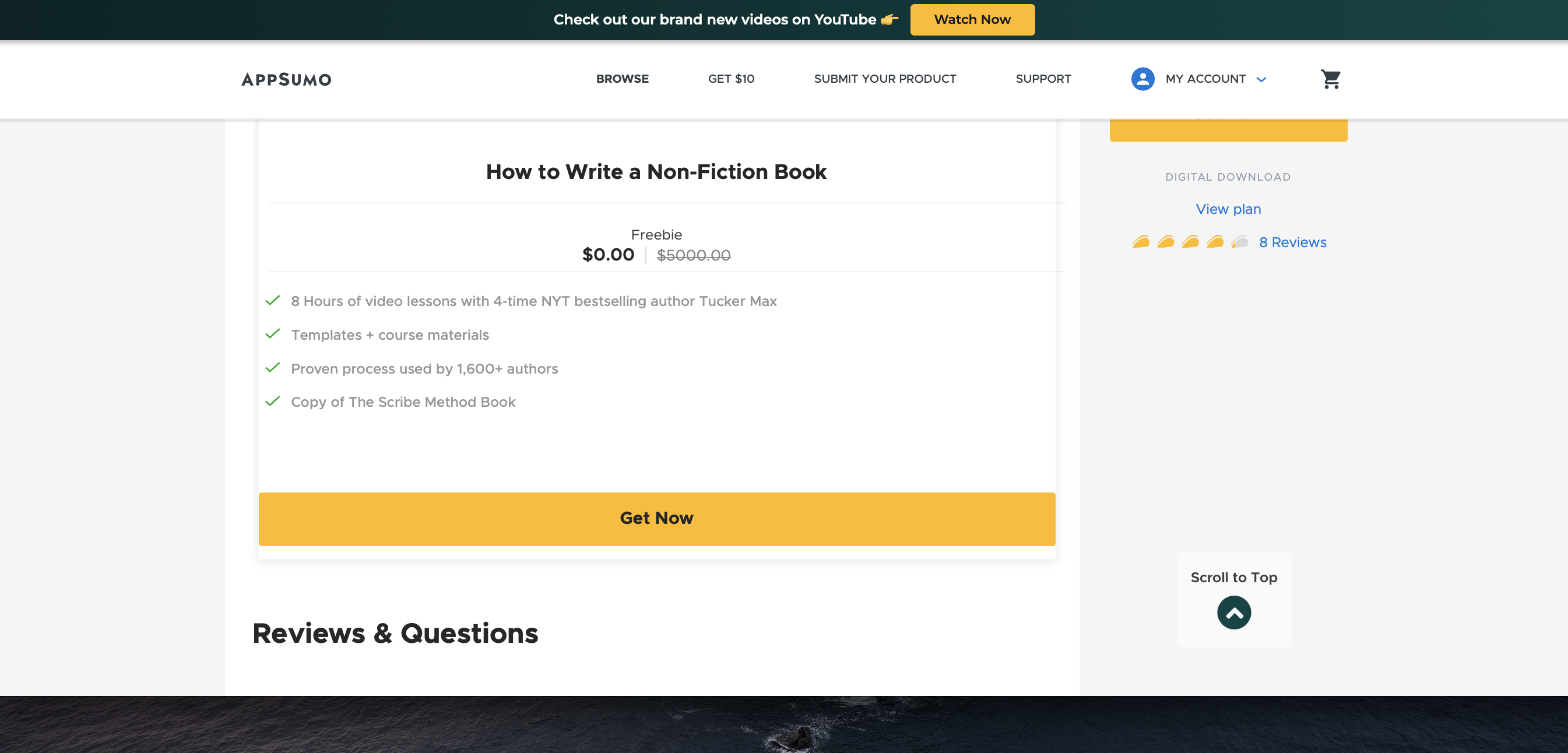 AppSumo screenshot showing price difference